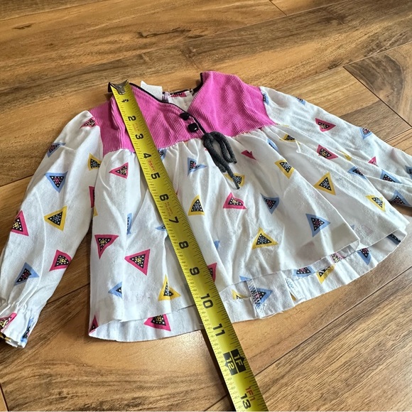 Vintage Pastel Triangle Geometric Print Toddler Blouse, 12 months, Made in USA - Picture 6 of 7